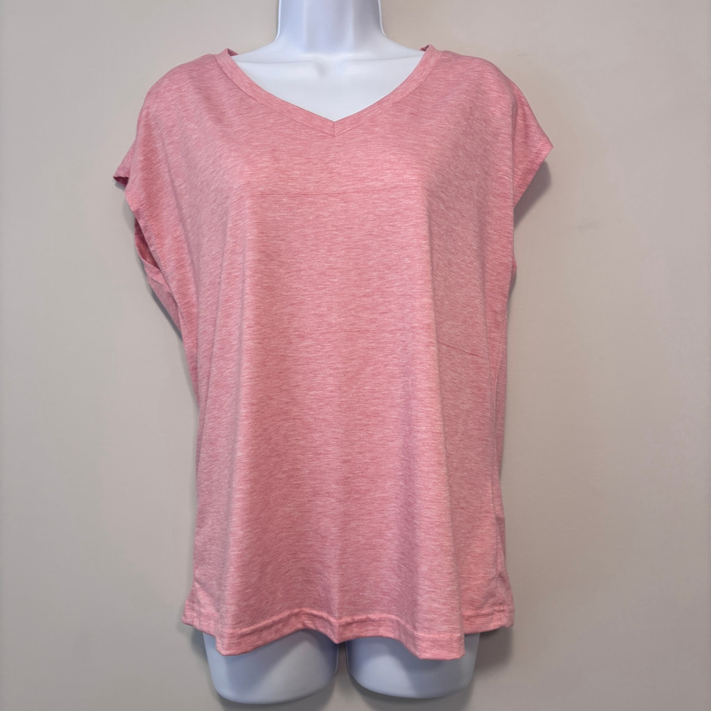 Shein Women's Medium Light Pink V-Neck Cap Sleeve Casual Tee T-Shirt NIB